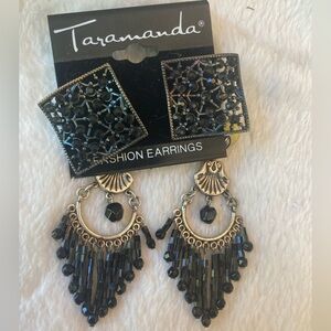 Bundle of 2 Pairs of Earrings‎ Filigree Chandelier Goth Crystals New